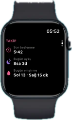 Apple Watch — günün takip özeti: beslenme, uyku, emzirme