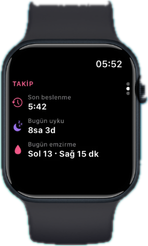 Apple Watch — today's tracking summary: feeding, sleep, nursing
